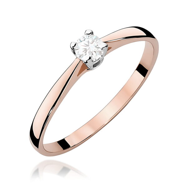 Różowe Złoto Pierścionek z Diamentem 0,15 ct