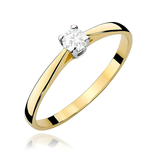 Żółte Złoto Pierścionek z Diamentem 0,15 ct