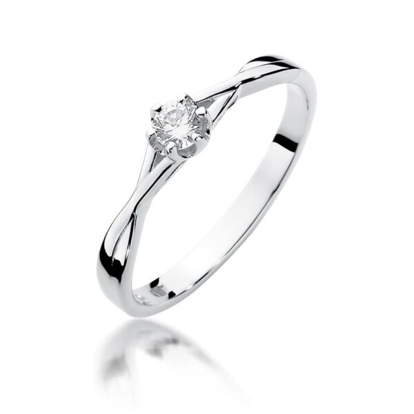 Białe Złoto Pierścionek z Diamentem 0,12 ct