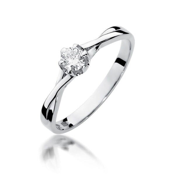 Białe Złoto Pierścionek z Diamentem 0,23 ct