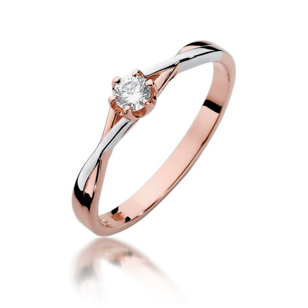 Różowe Złoto Pierścionek z Diamentem 0,12 ct