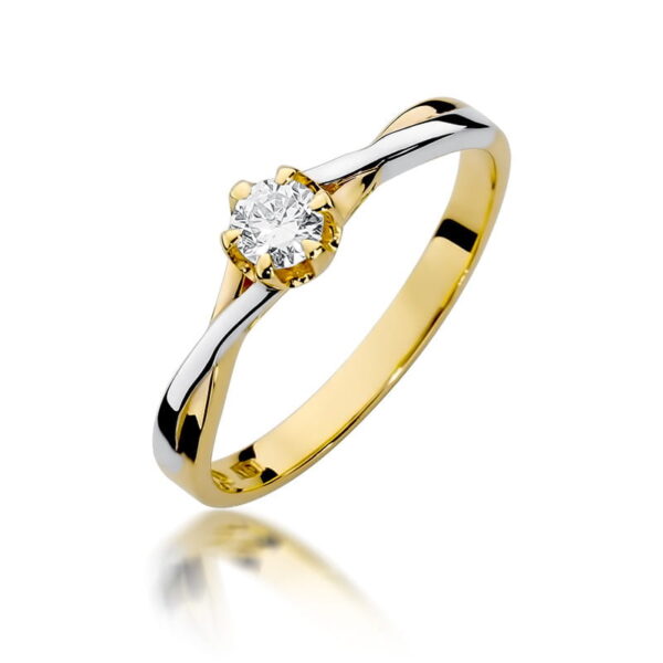 Żółte Złoto Pierścionek z Diamentem 0,20 ct