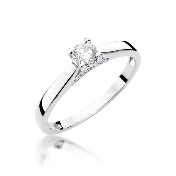 Białe Złoto Pierścionek z Diamentem 0,25 ct
