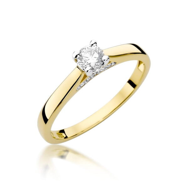 Żółte Złoto Pierścionek z Diamentem 0,25 ct