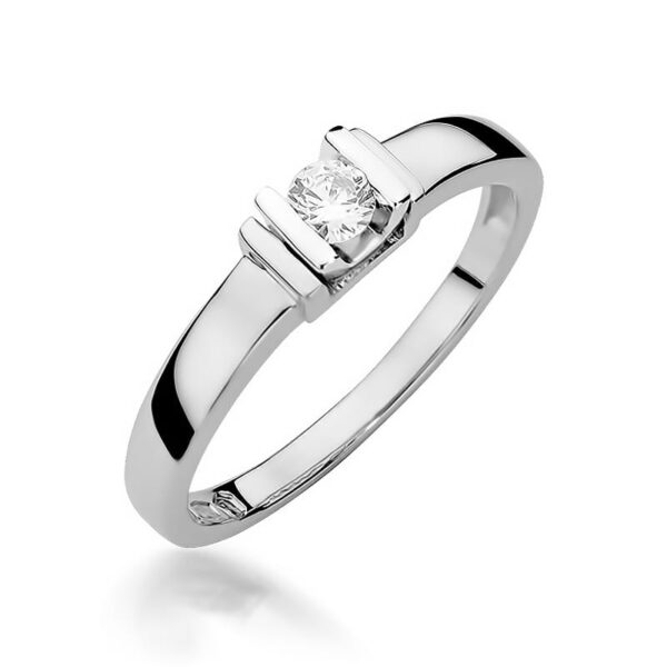 Białe Złoto Pierścionek z Diamentem 0,10 ct