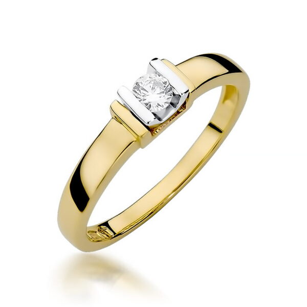 Żółte Złoto Pierścionek z Diamentem 0,10 ct