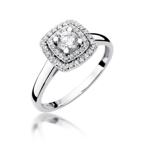 Białe Złoto Pierścionek z Diamentem 0,30 ct