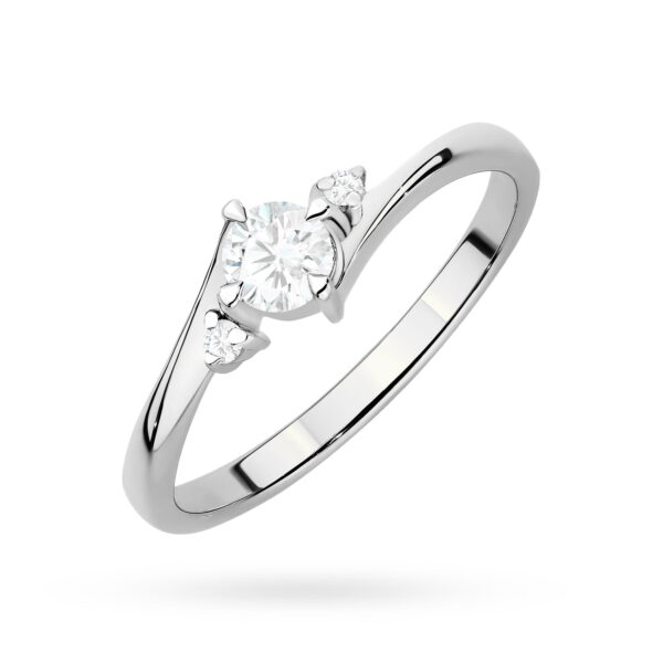 Białe Złoto Pierścionek z Diamentem Laboratoryjnym 0,25 ct