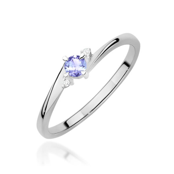 Białe Złoto Pierścionek z Tanzanitem 0,15 ct
