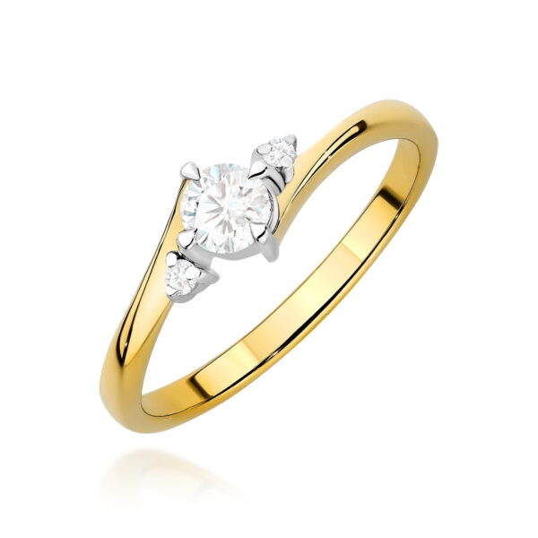 Żółte Złoto Pierścionek z Diamentem 0,25 ct