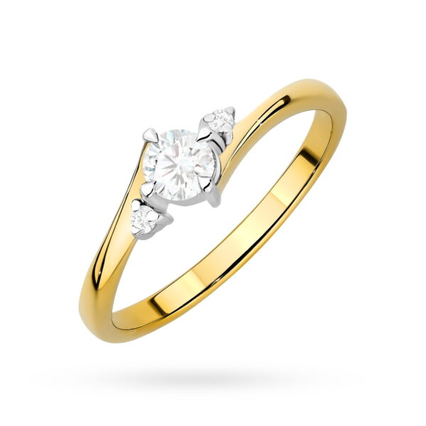 Żółte Złoto Pierścionek z Diamentem Laboratoryjnym 0,25 ct