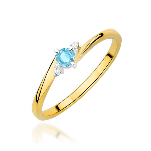 Żółte Złoto Pierścionek z Topazem Swiss 0,15 ct