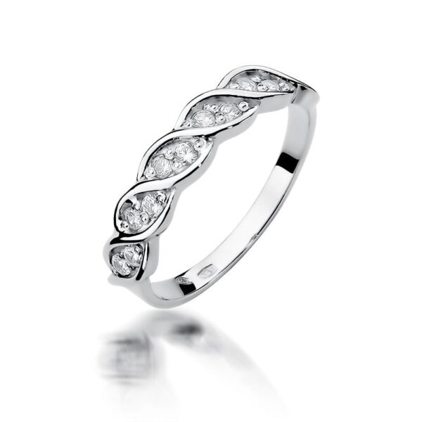 Białe Złoto Pierścionek z Diamentami 0,20 ct