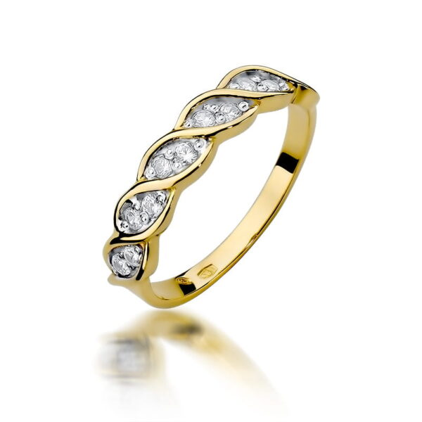Żółte Złoto Pierścionek z Diamentami 0,20 ct