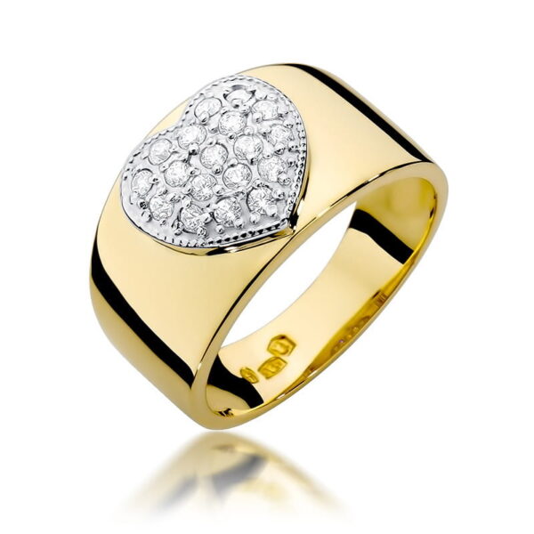 Żółte Złoto Pierścionek z Diamentami 0,261 ct