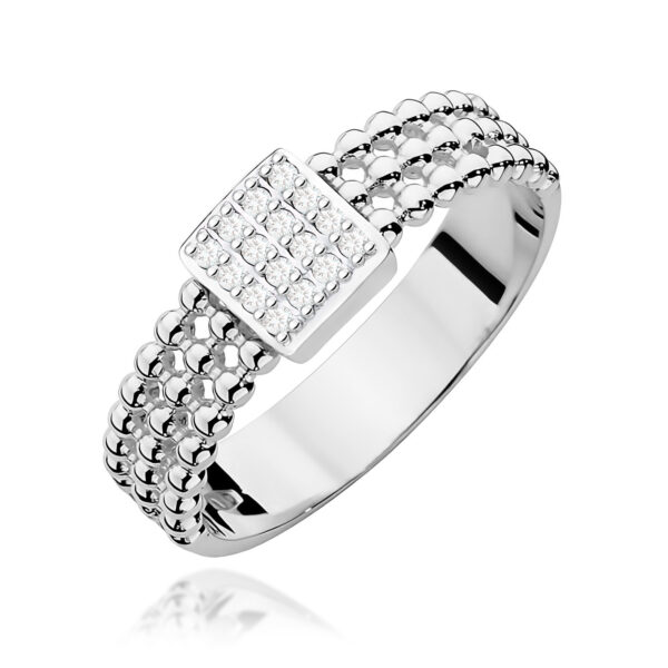 Białe Złoto Pierścionek z Diamentami 0,08 ct