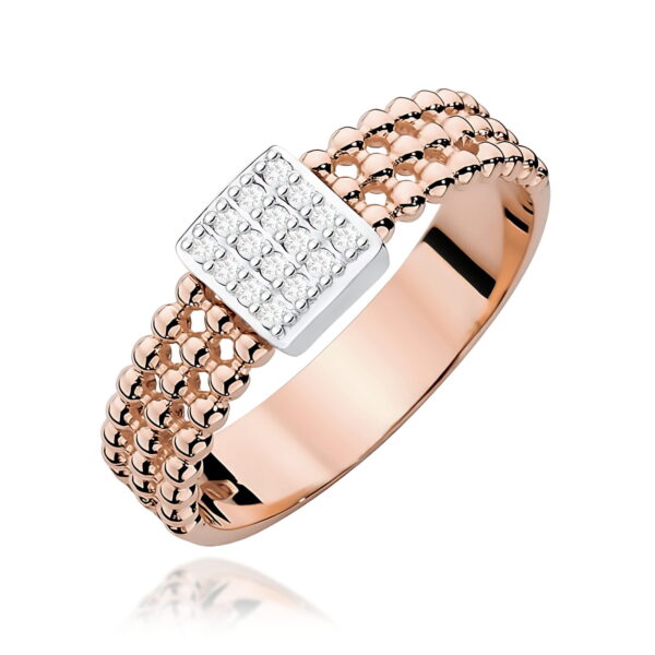Różowe Złoto Pierścionek z Diamentami 0,08 ct