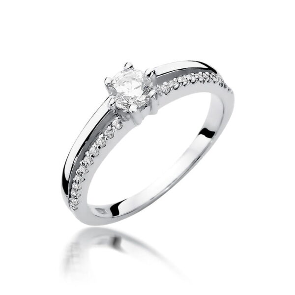 Białe Złoto Pierścionek z Diamentem 0,30 ct