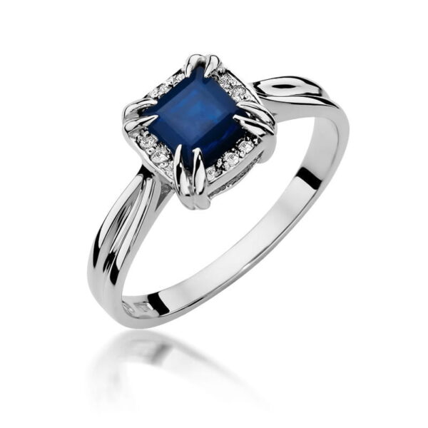 Białe Złoto Pierścionek z Szafirem 0,70 ct
