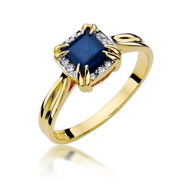 Żółte Złoto Pierścionek z Szafirem 0,70 ct
