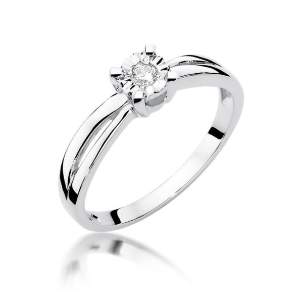 Białe Złoto Pierścionek z Diamentem 0,08 ct