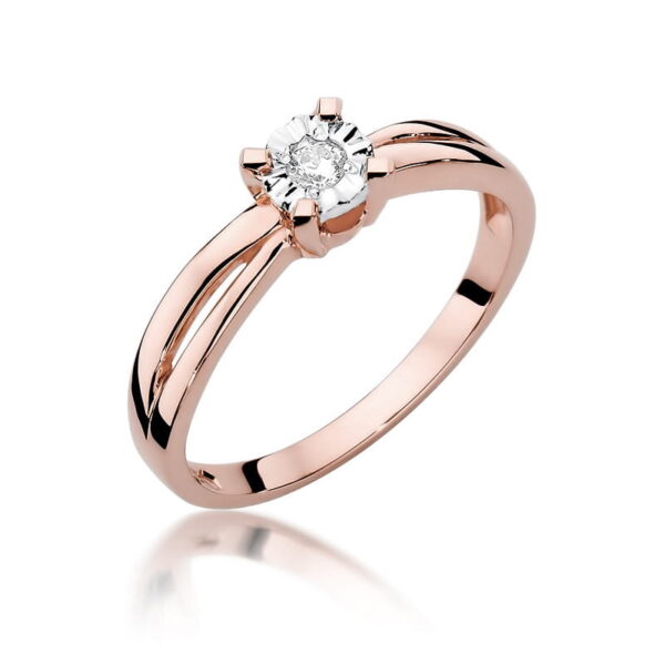 Różowe Złoto Pierścionek z Diamentem 0,08 ct