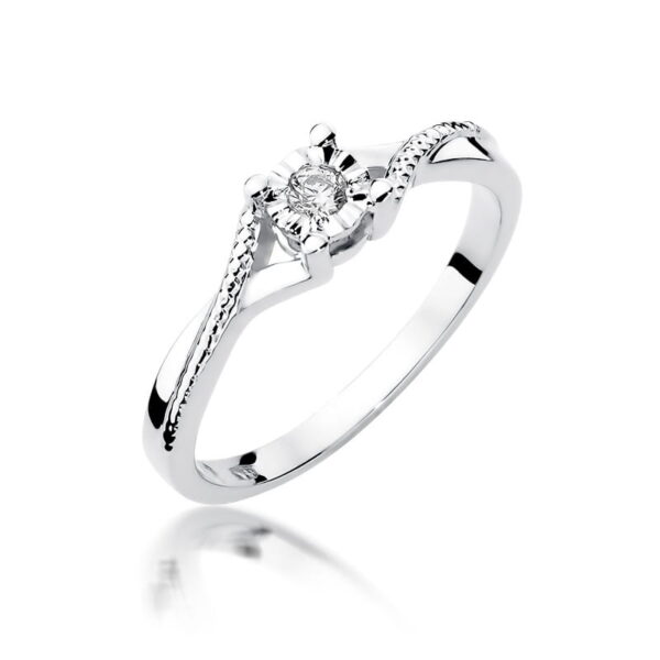 Białe Złoto Pierścionek z Diamentem 0,08 ct