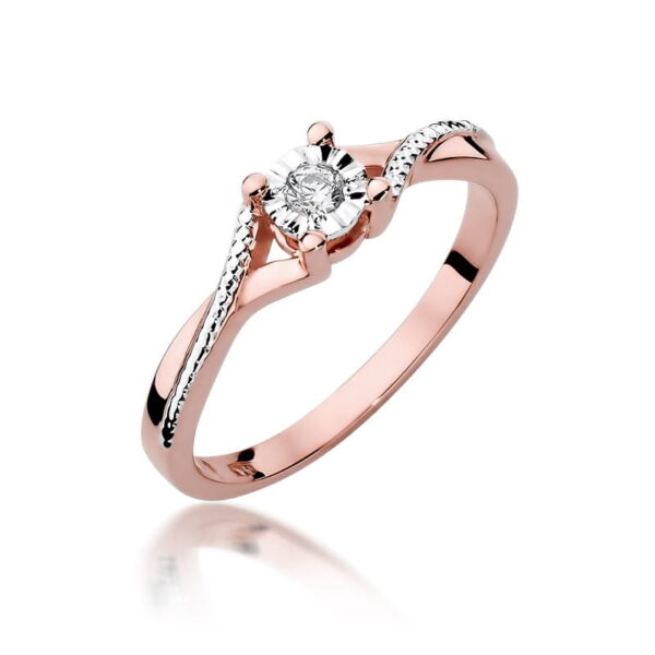 Różowe Złoto Pierścionek z Diamentem 0,08 ct