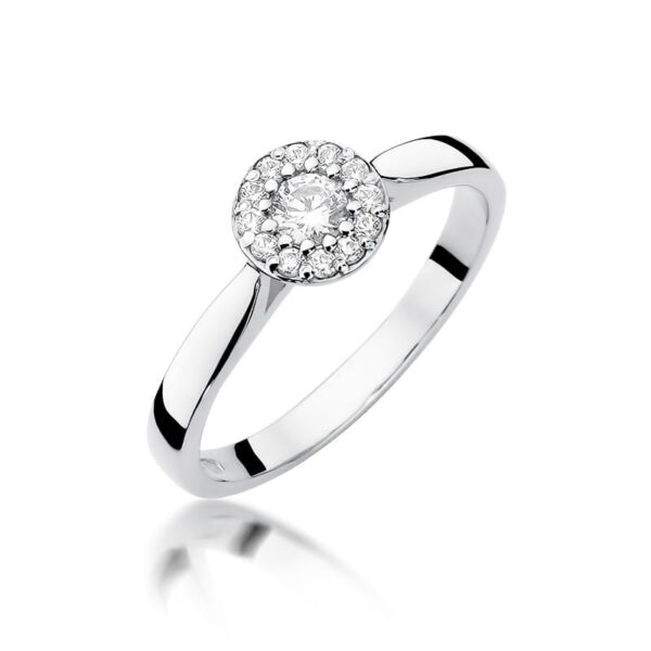 Białe Złoto Pierścionek z Diamentem 0,12 ct