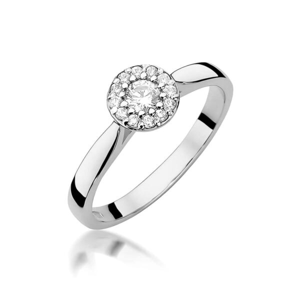 Białe Złoto Pierścionek z Diamentem Laboratoryjnym 0,15 ct