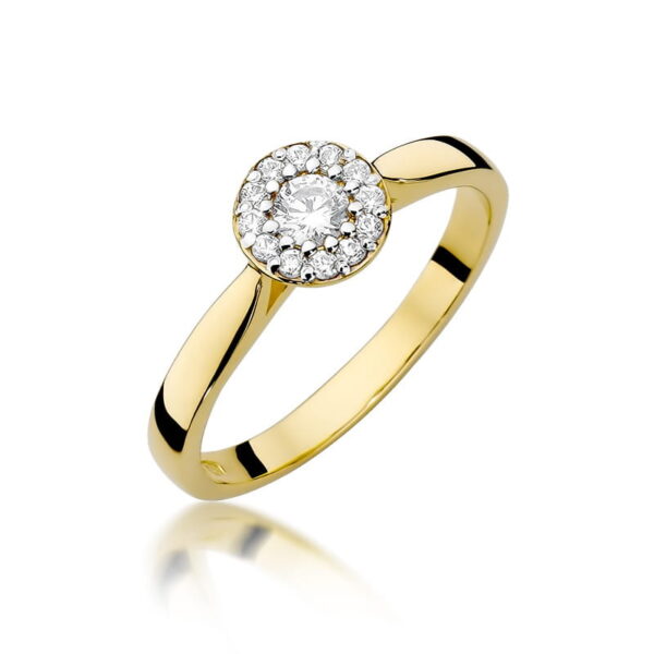 Żółte Złoto Pierścionek z Diamentem 0,12 ct