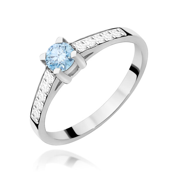 Białe Złoto Pierścionek z Niebieskim Diamentem Laboratoryjnym 0,30 ct