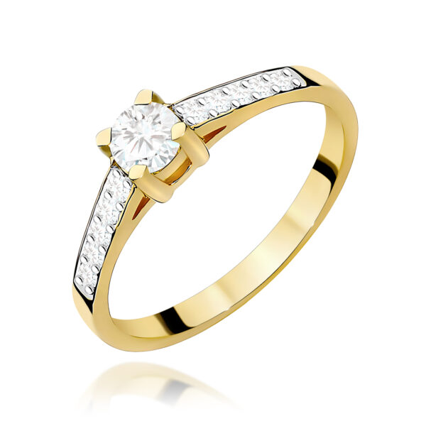 Żółte Złoto Pierścionek z Diamentem 0,30 ct
