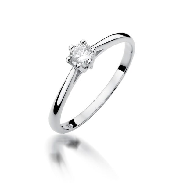 Białe Złoto Pierścionek z Diamentem 0,15 ct