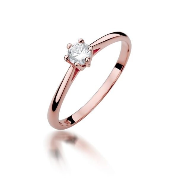 Różowe Złoto Pierścionek z Diamentem 0,15 ct