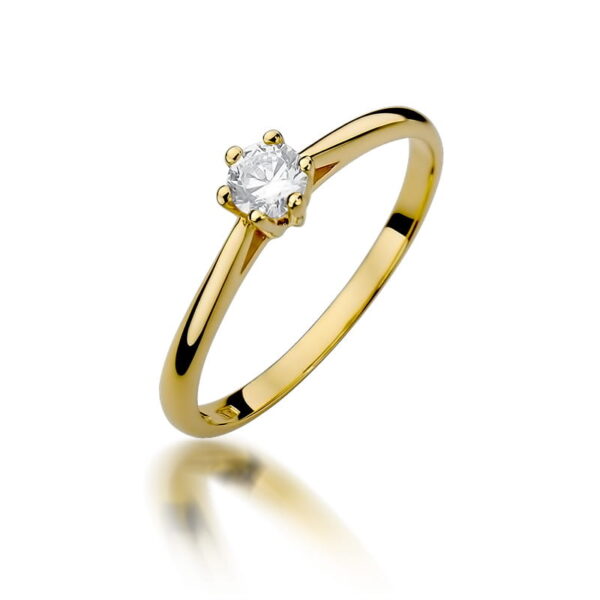 Żółte Złoto Pierścionek z Diamentem 0,15 ct