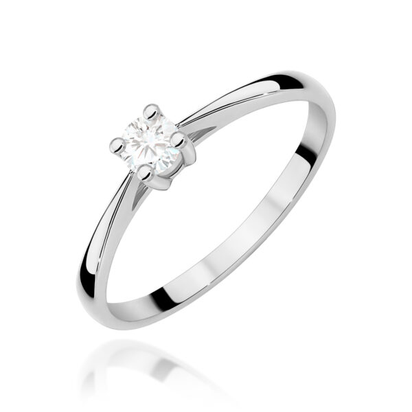Białe Złoto Pierścionek z Diamentem 0,15 ct