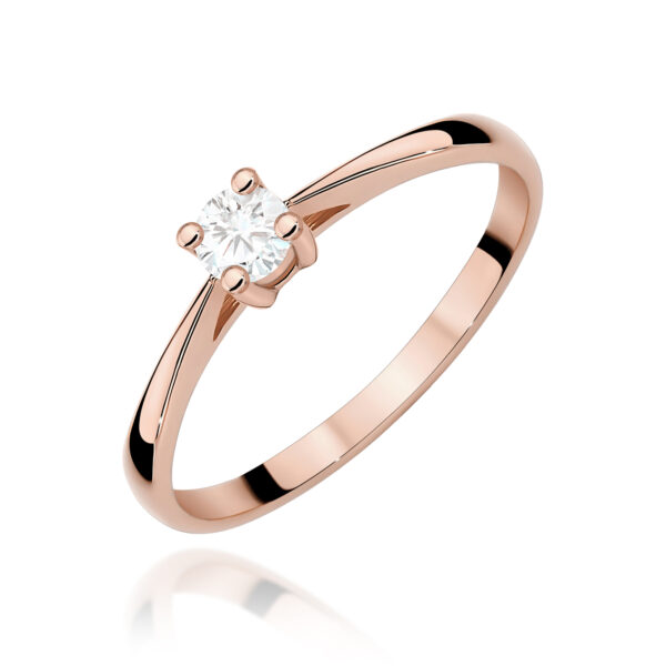 Różowe Złoto Pierścionek z Diamentem 0,15 ct