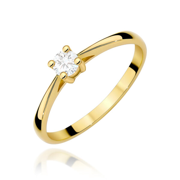 Żółte Złoto Pierścionek z Diamentem 0,15 ct