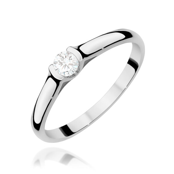 Białe Złoto Pierścionek z Diamentem 0,15 ct