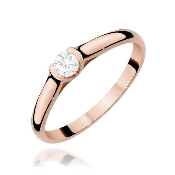 Różowe Złoto Pierścionek z Diamentem 0,15 ct