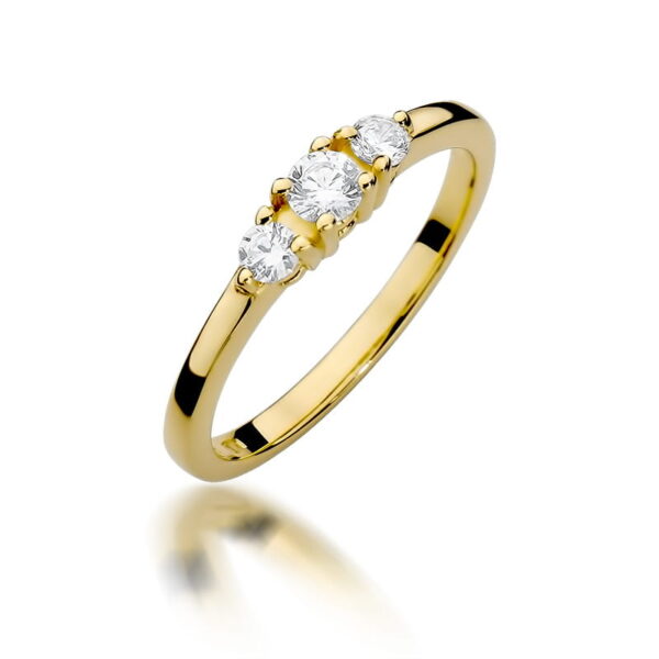 Żółte Złoto Pierścionek z Diamentem 0,15 ct