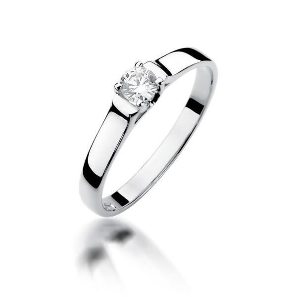 Białe Złoto Pierścionek z Diamentem 0,18 ct