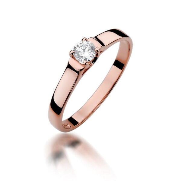 Różowe Złoto Pierścionek z Diamentem 0,18 ct