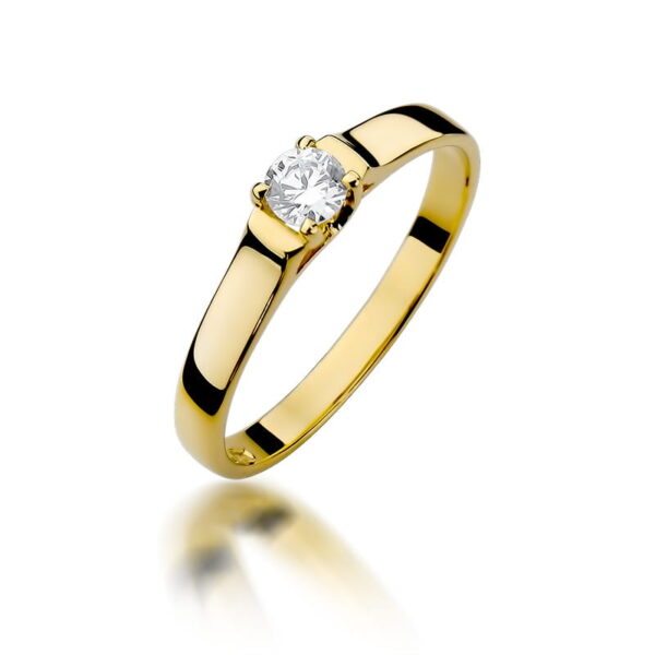 Żółte Złoto Pierścionek z Diamentem 0,18 ct
