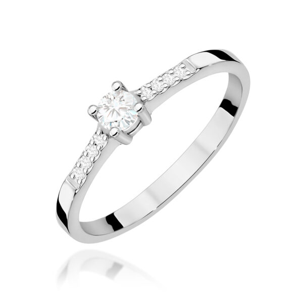 Białe Złoto Pierścionek z Diamentem 0,15 ct