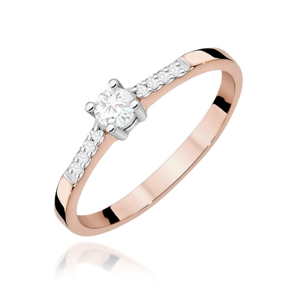Różowe Złoto Pierścionek z Diamentem 0,15 ct