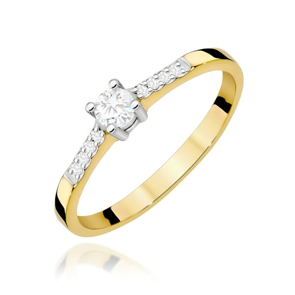 Żółte Złoto Pierścionek z Diamentem 0,15 ct