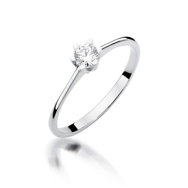 Białe Złoto Pierścionek z Diamentem 0,23 ct