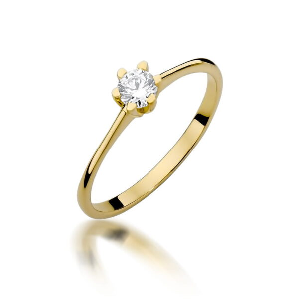 Żółte Złoto Pierścionek z Diamentem 0,23 ct